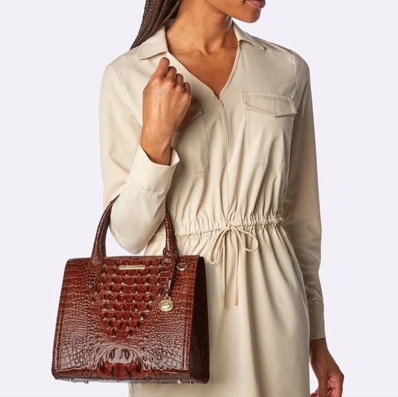 🔹️ BRAHMIN 🔹️small caroline deep Azure Delahaye genuine leather satchel - Picture 7 of 10